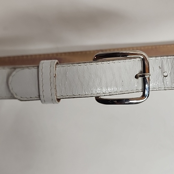 Tony Lama Vintage White Leather Belt With Silver Hardware Sz 32 main image 5